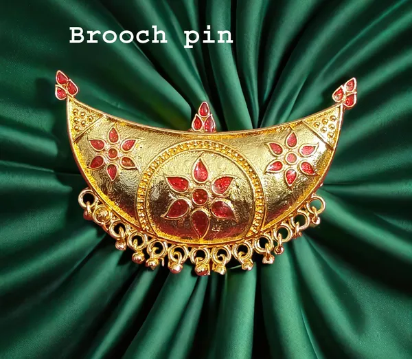 (Pack_Of_2)_Assamese_Traditional_Gold_Plated_Red_Meenakari_Junbiri_Brooch_Pin_For_Women_&_Girls