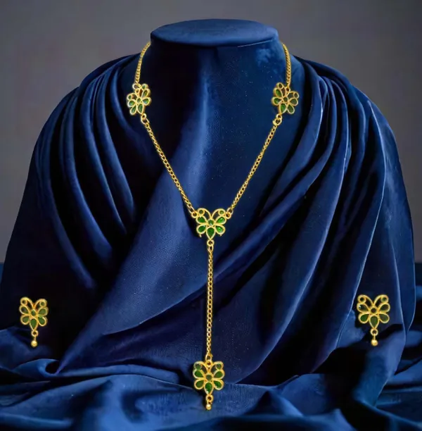 Copper_Based_Assamese_Traditional_Green_Meenakari_Butterfly_Jewellery_Set