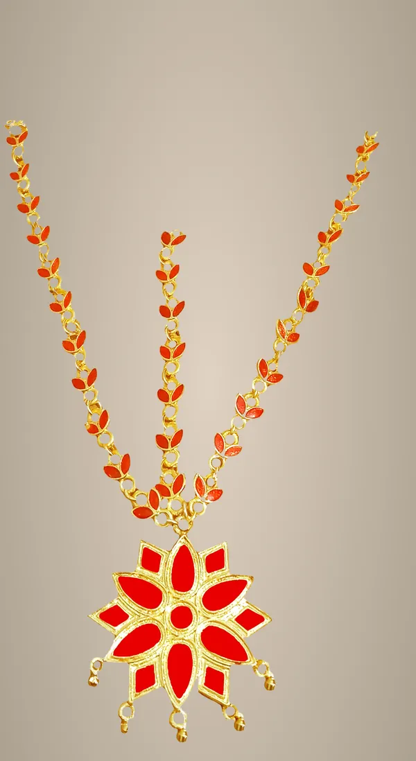 Assamese_Traditional_Copper_Gold_Plated_Red_Colour_Maang_Tikka_For_Women