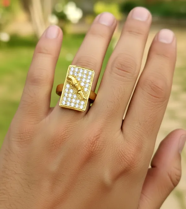 Balaji_Gold_Golden_Luxury_Full_Cz_Studded_Rectangular_Men's_Finger_Ring_For_Men