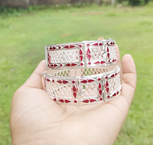 BGGOLD_Assamese_Traditional_Red_Meenakari_Muthikharu_Kada_Bracelet_for_Women