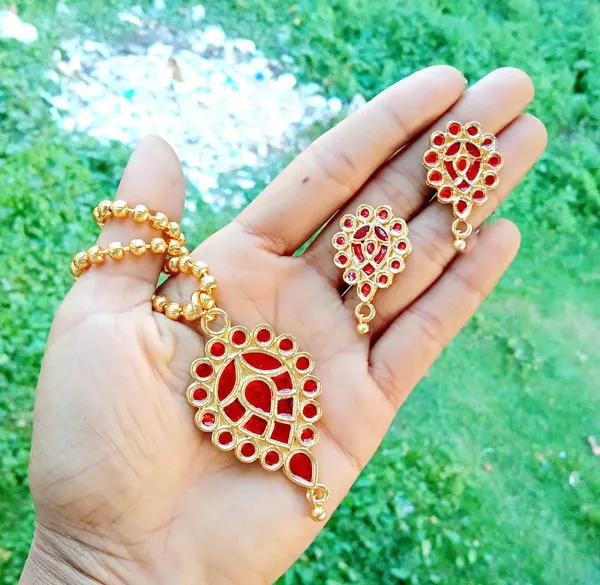 Bggold_Assamese_Traditional_Red_Meenakari_Dugdugi_Jewellery_Set_For_Women