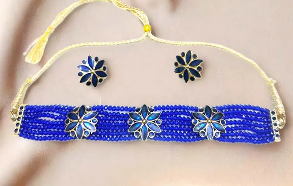 Assamese_Traditional_Gold_Plated_Blue_Colour_Golpata_Necklace_Set_For_Women_&_Girls