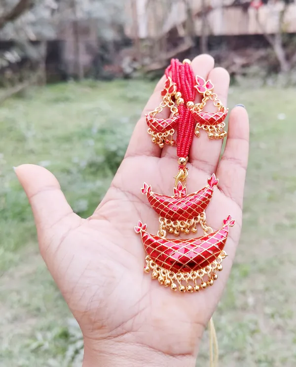 Assamese_Traditional_Gold_Plated_Red_Meenakari_Junbiri_Jewellery_Set_For_Women_&_Girls