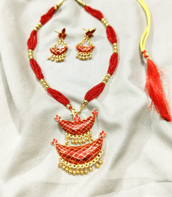 Assamese_Traditional_Gold_Plated_Red_Meenakari_Junbiri_Jewellery_Set_For_Women_&_Girls
