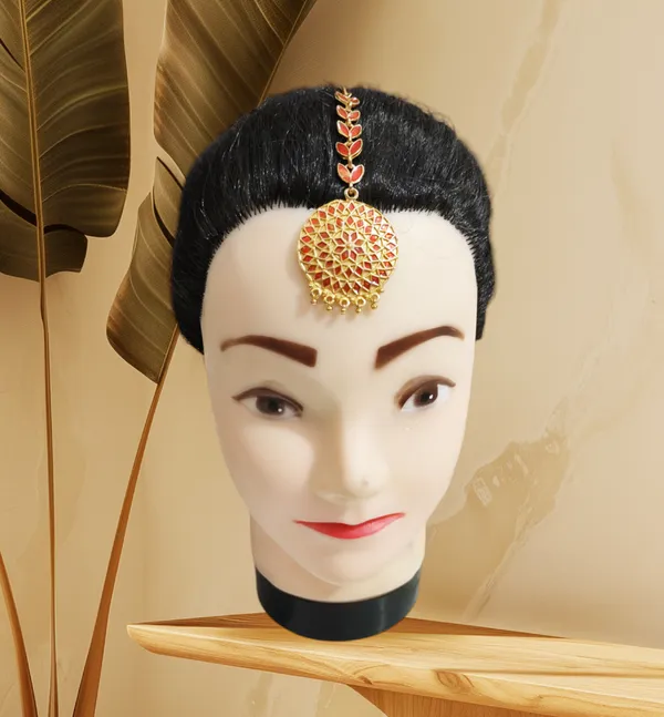 Assamese_Traditional_Red_Meenakari_Japi_Maang_Tika