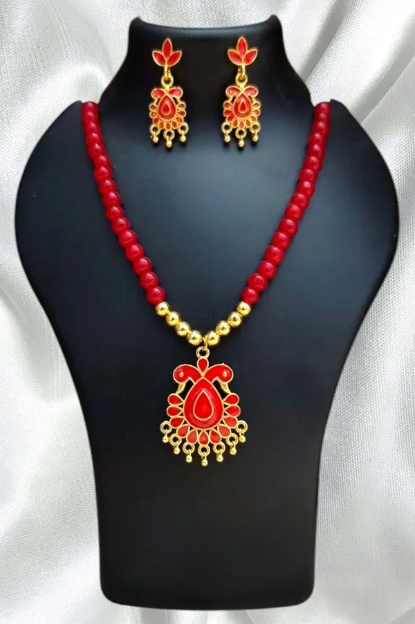 Assamese_Traditional_Copper_Based_Red_Meenakari_Jewellery_Set