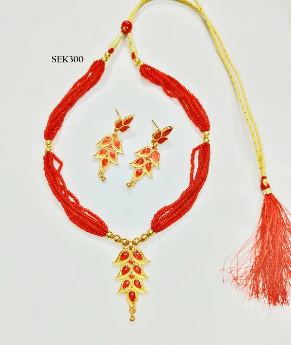 Assamese_Traditional_Red_Meenakari_Jewellery_Set