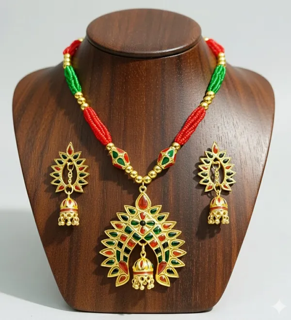Assamese_Traditional_Copper_Based_Multi_2_Ball_Tassel_Dugdugi_Jewellery_Set