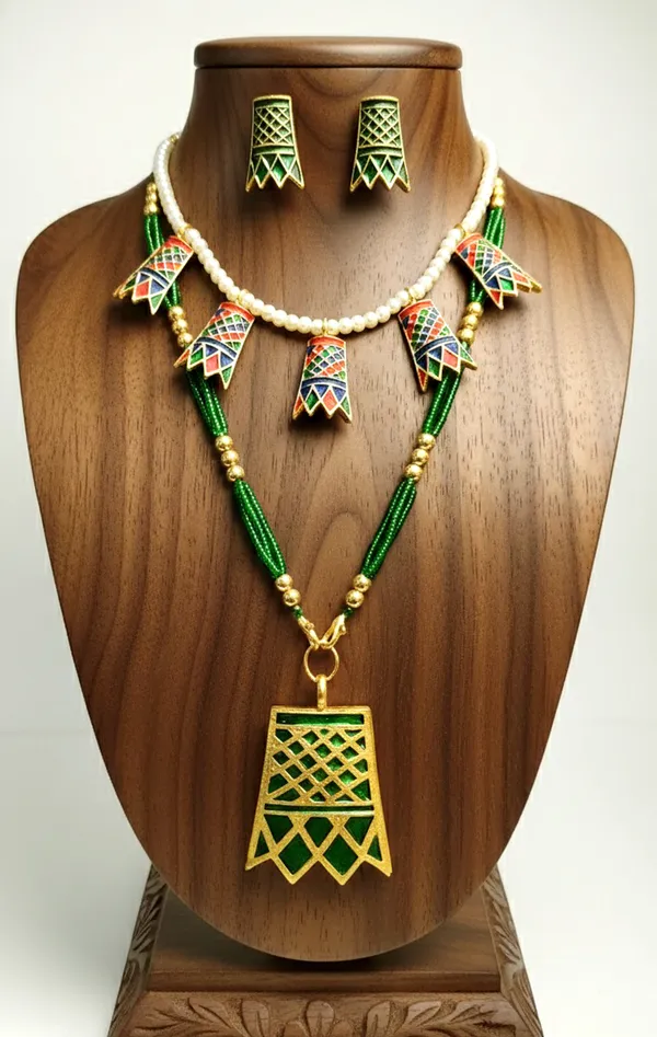 Assamese_Traditional_Copper_Based_Green_Meenakari_Thuriya_Combo_Set