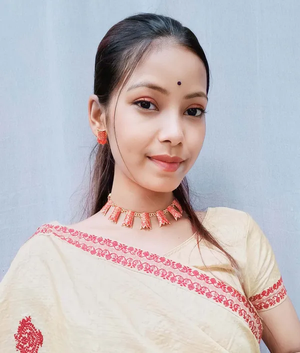 Copper_Based_Assamese_Traditional_Gold_Plated_Red_Colour_Golpata_Necklace_Set_For_Women