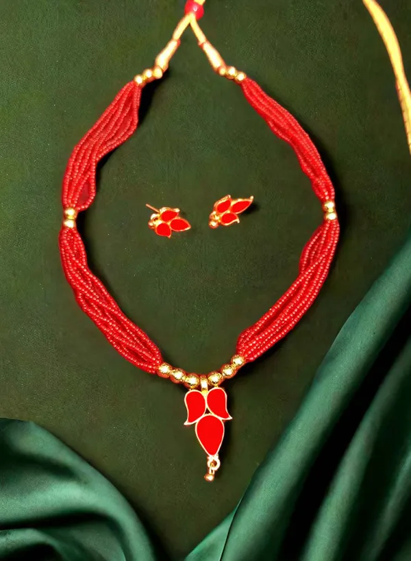 Assamese_Traditional_Red_Meenakari_Jewellery_Set