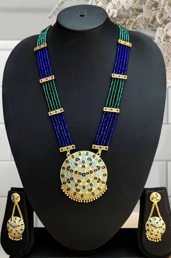 Copper_Based_Assamese_Traditional_Double_Naka_Blue_Meenakari_Japi_Jewellery_Set