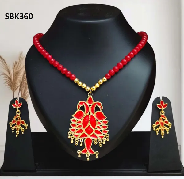 Assamese_Traditional_Copper_Based_Peacock_Mini_Tassel_Jewellery_Set