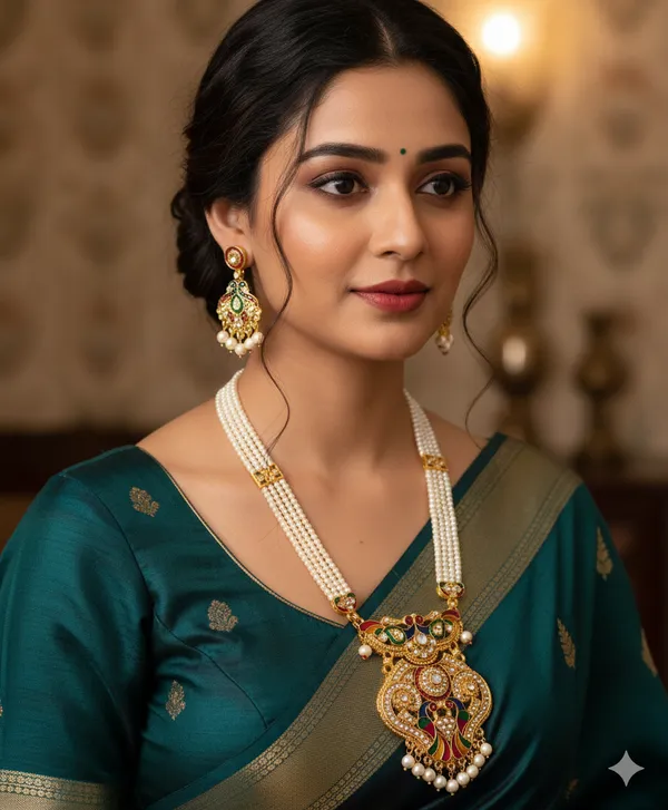 Balaji_Gold_Multicolour_Traditional_Multi_Colour_Minakari_Multi_Strand_Pearls_Long_Necklace_Earring_Set_For_Women