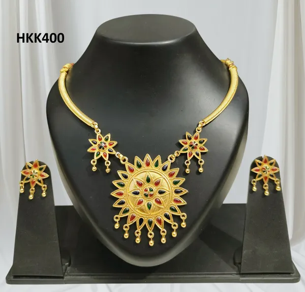 Assamese_Traditional_Copper_Based_Sunflower-Shaped_Multi_Jewellery_Set
