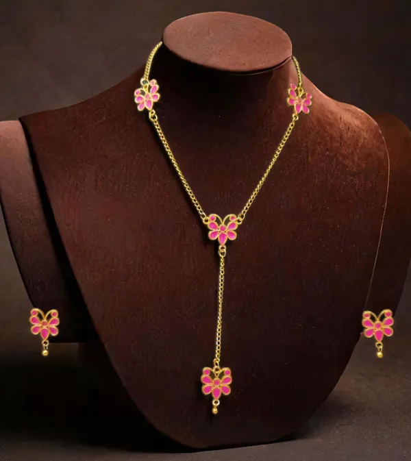 Assamese_Traditional_Pink_Meenakari_Butterfly_Jewellery_Set