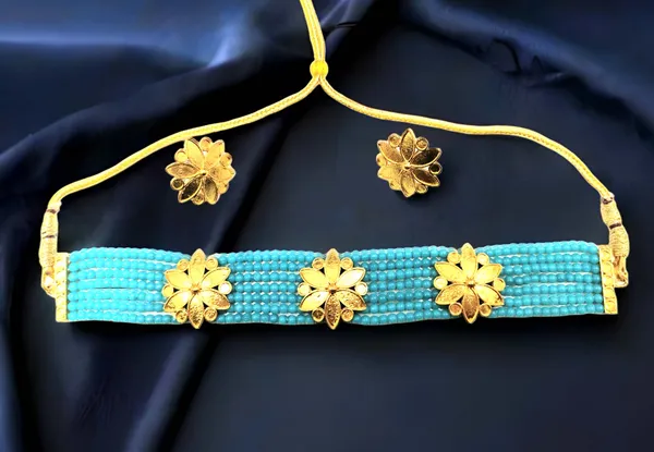 Assamese_Traditional_Firozi/_Light_Blue_Jethipota_Jewellery_Set_For_Women