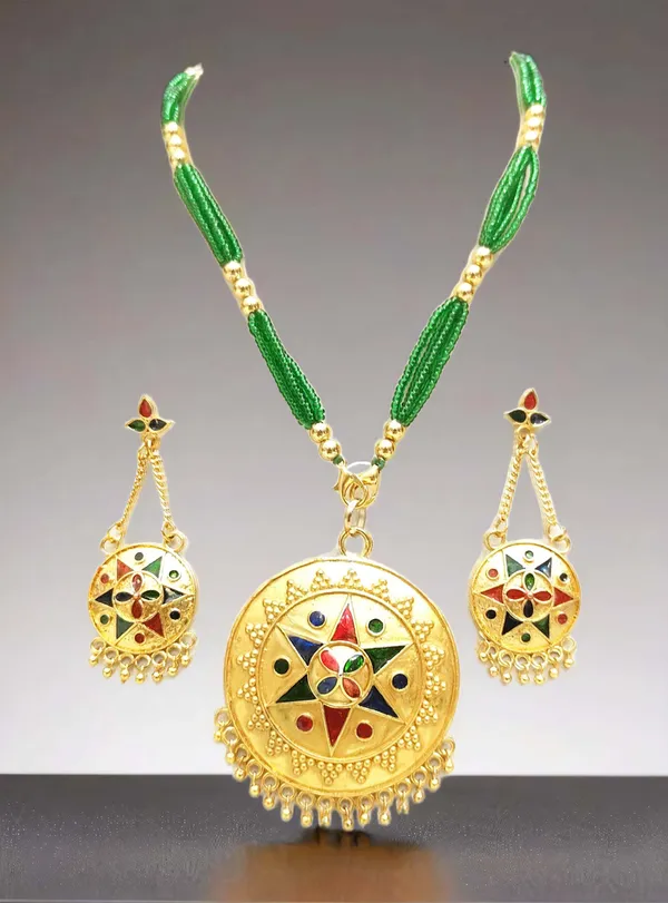 Assamese_Traditional_Multi_Colour_Japi_Tassel_Jewellery_Set_For_Women