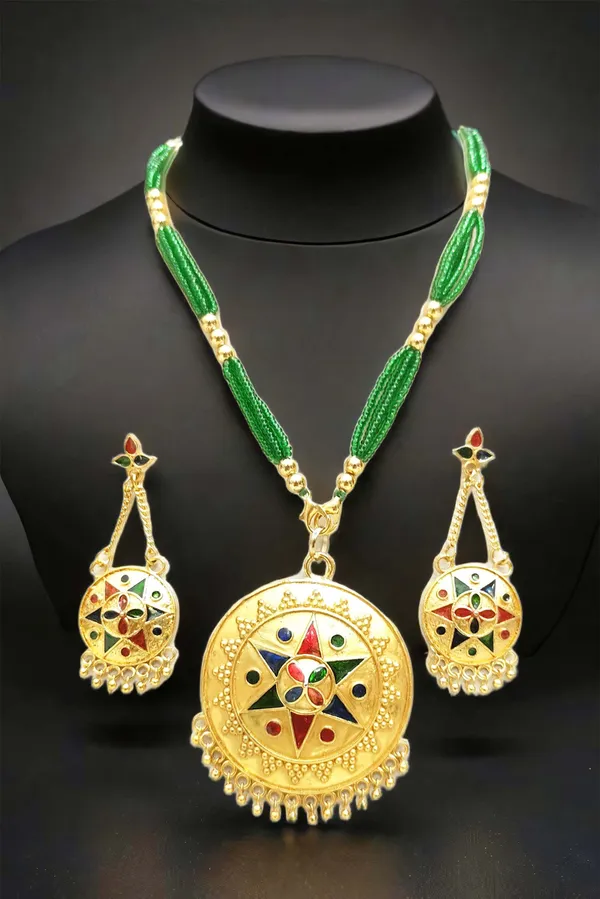 Assamese_Traditional_Multi_Colour_Japi_Tassel_Jewellery_Set_For_Women