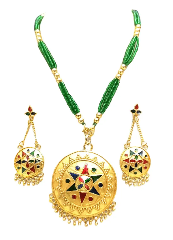 Assamese_Traditional_Multi_Colour_Japi_Tassel_Jewellery_Set_For_Women