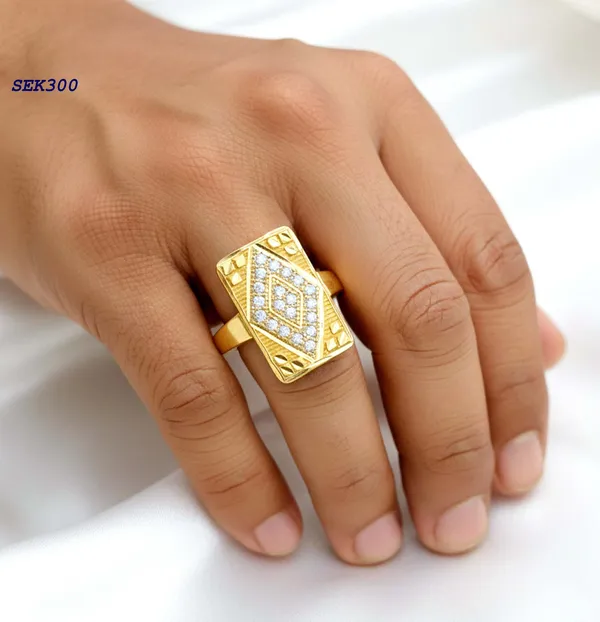 Golden_Rectangular_Diamond-Cut_Cz_Studded_Men's_Finger_Ring_For_Men