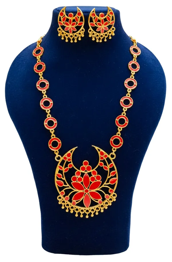 Assamese_Traditional_Red_Colour_Joonbiri_Jewellery_Set_For_Women