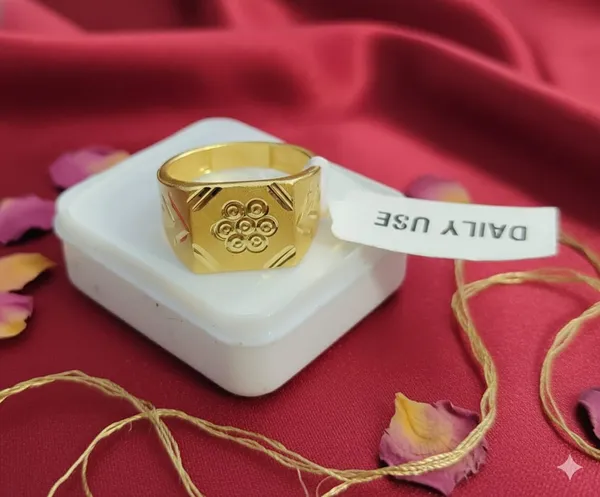 Balaji_Gold_Golden_Premium_Engraved_Hexagon_Men's_Finger_Ring_For_Men