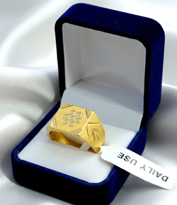 Balaji_Gold_Golden_Premium_Engraved_Hexagon_Men's_Finger_Ring_For_Men