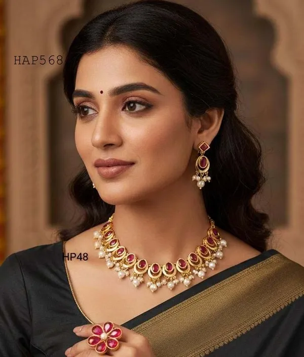 Balaji_Gold_Red_Rajasthani_Kundan_Combo_Jewellery_Set_For_Women