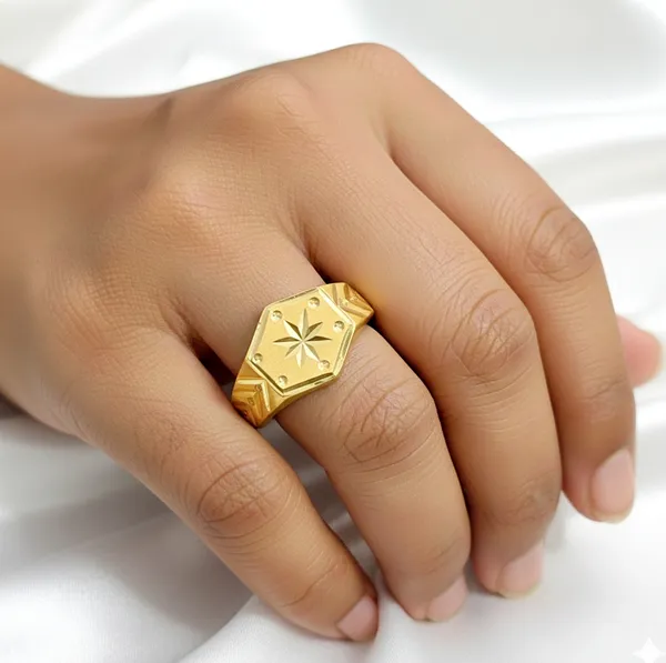 Balaji_Gold_Golden_Premium_Hexagon_Engraved_Men's_Finger_Ring_For_Men