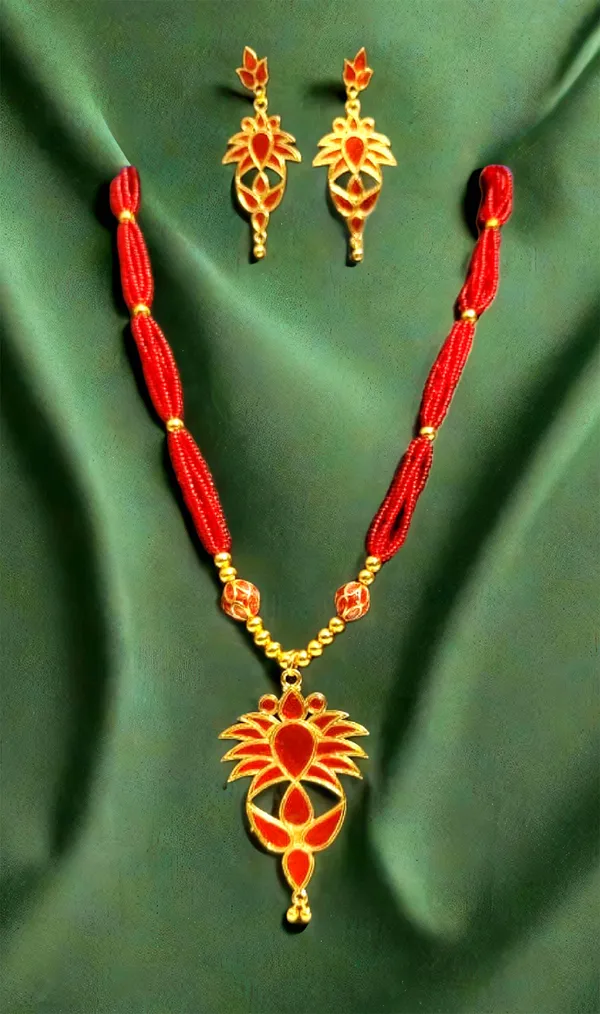 Copper_Based_Assamese_Traditional_Red_Meenakari_Jethi_Patiya_Jewellery_Set