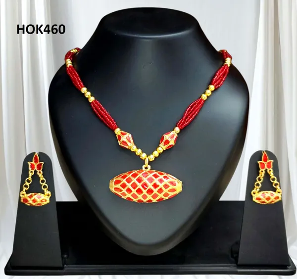 Copper_Based_Assamese_Traditional_Red_Meenakari_Boll_Tassel_Dhol_Biri_Set
