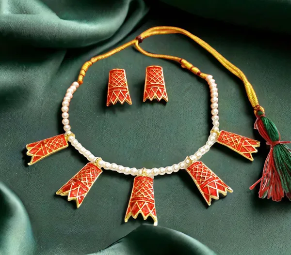 Bggold_Copper_Based_Assamese_Traditional_Gold_Plated_Red_Colour_Golpata_Necklace_Set_For_Women_&_Girls