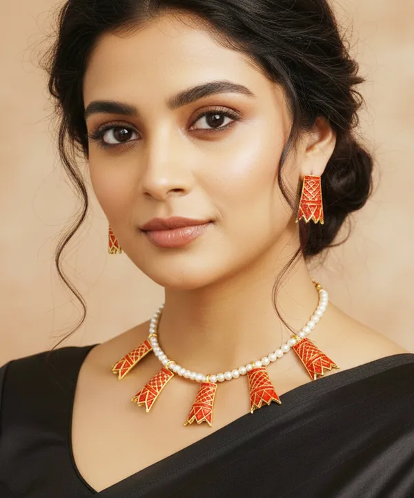 Bggold_Copper_Based_Assamese_Traditional_Gold_Plated_Red_Colour_Golpata_Necklace_Set_For_Women_&_Girls