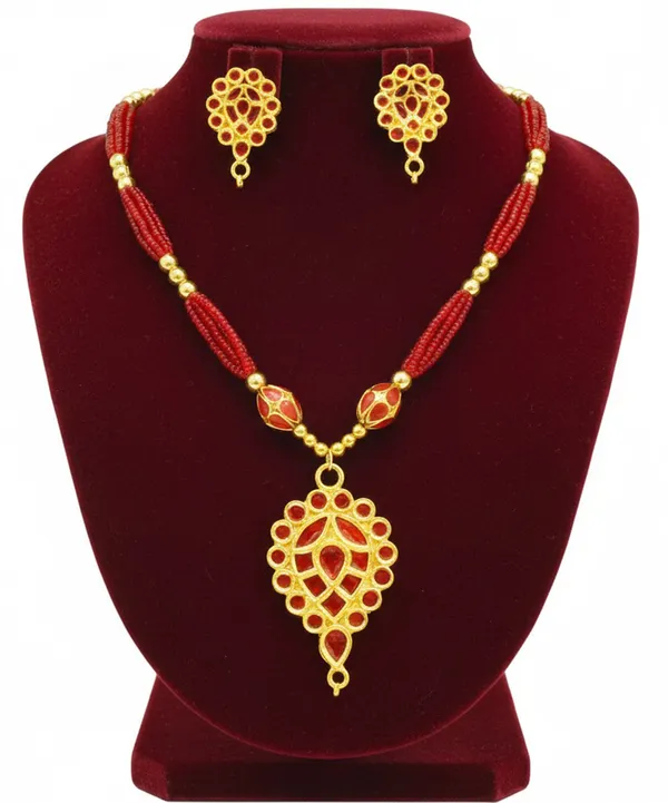 Copper_Based_Assamese_Traditional_Red_Dugdugi_Monimala_Tassel_Jewellery_Set