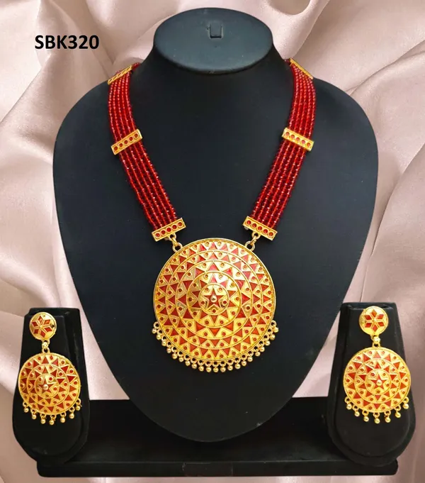Assamese_Traditional_Red_Big_Japi_Crystal_Tassel_Newjewellery_Set