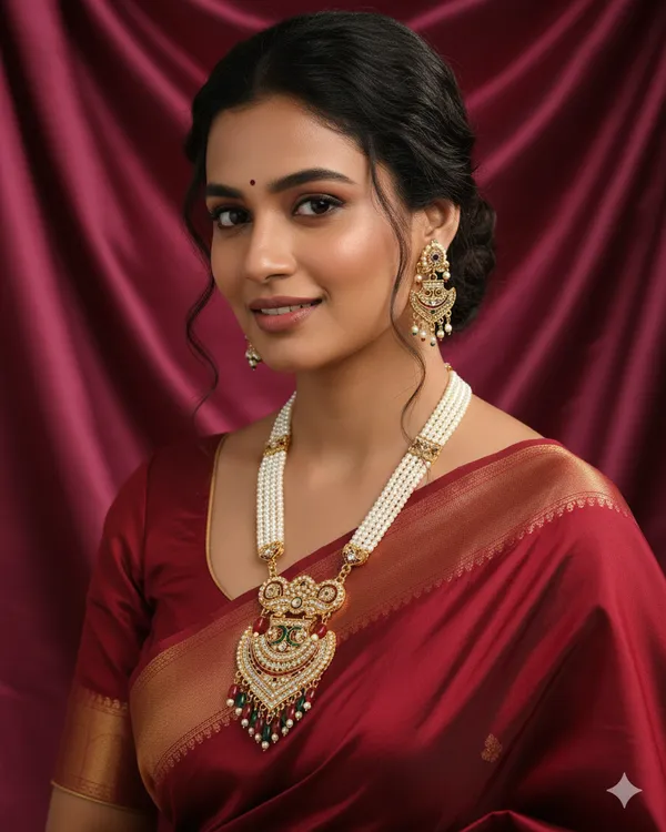 Balaji_Gold_Multicolour_Pearl_Stone_Minakari_Rajwadi_Rajasthani_Kundan_Beaded_Necklace_Set_Earrings_|Long_Rani_Haar_With_Earrings_For_Women