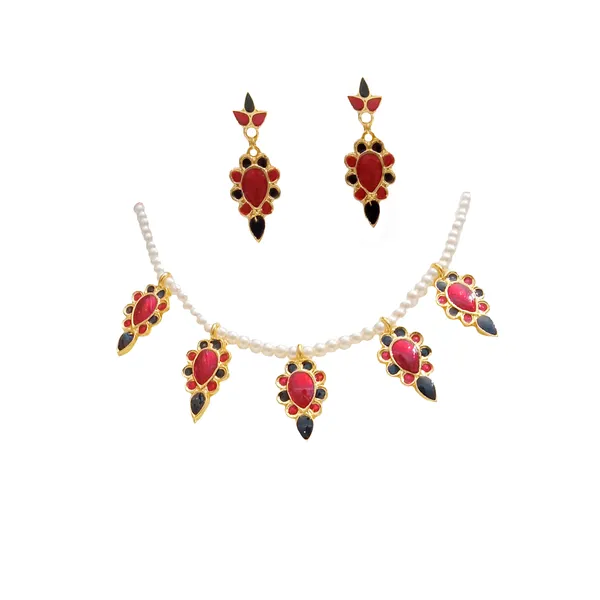 Assamese_Traditional_Gold_Plated_Red_Black_Colour_Golpatta_Choker_Necklace_For_Women_And_Girls