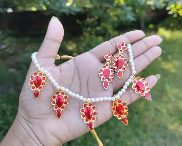 Assamese_Traditional_Gold_Plated_Red_Dugdugi_With_White_Pearl_Golpatta_Choker_Necklace_For_Women_And_Girl