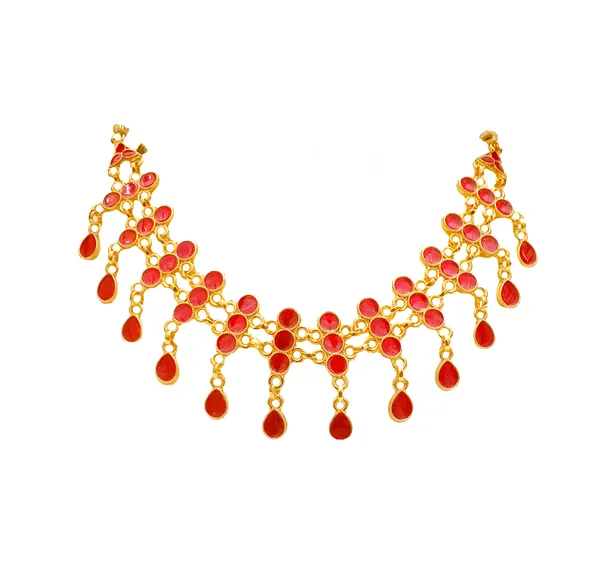 Assamese_Traditional_Gold_Plated_Red_Minakari_Golpata_Necklace_Set_For_Women_&_Girl