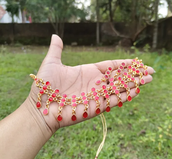 Assamese_Traditional_Gold_Plated_Red_Minakari_Golpata_Necklace_Set_For_Women_&_Girl