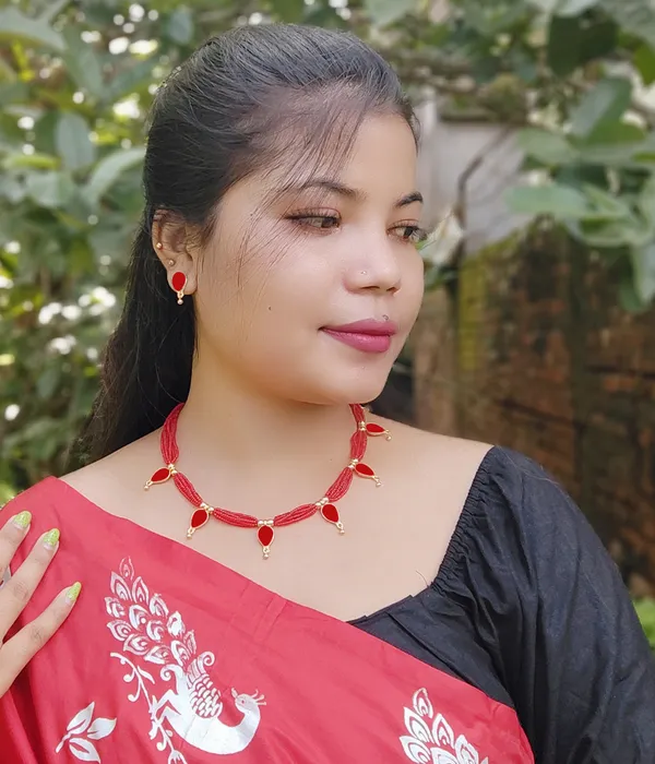 Assamese_Traditional_Red_Colour_Golpata_Jewellery_Set_For_Women_&_Girl