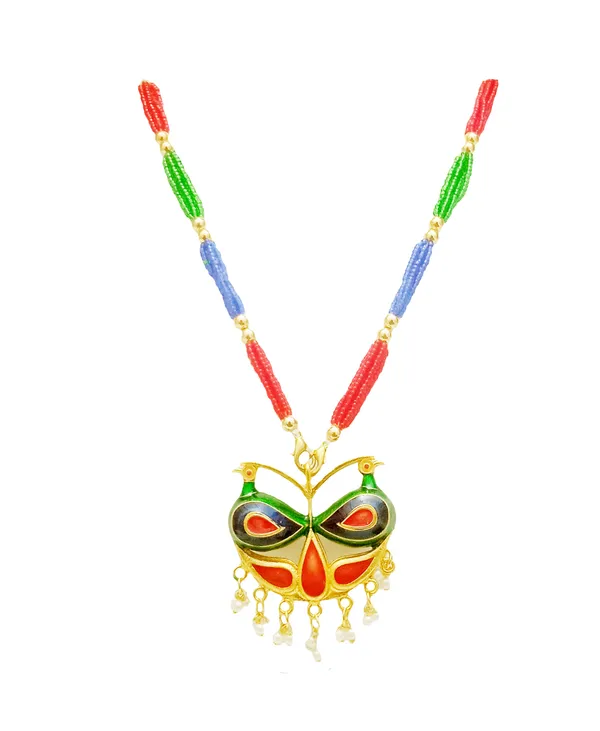 Assamese_Traditional_Gold_Plated_Multi_Color_Luka_Para_Tassel_Pendant_Set_For_Women_And_Girl