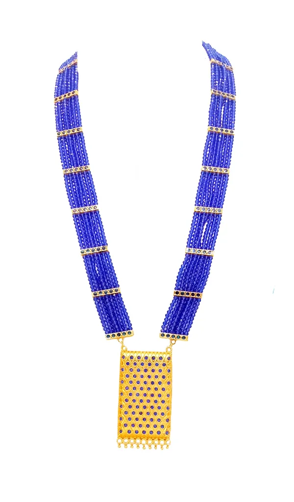 Assamese_Traditional_Gold_Plated_Blue_Stone_Matchbox_Design_With_Tassel_Jewellery_Set_For_Women_&_Girls