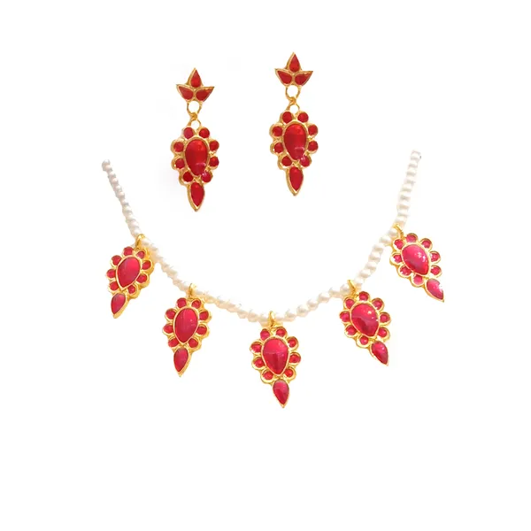 Assamese_Traditional_Gold_Plated_Red_Dugdugi_With_White_Pearl_Golpatta_Choker_Necklace_For_Women_And_Girl