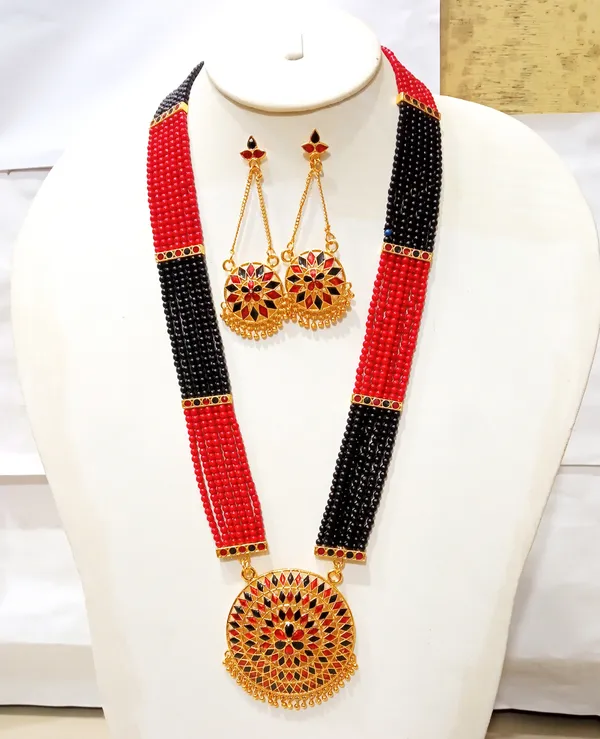 Assamese_Traditional_Red_Black_Meenakari_Japi_Jewellery_Set_For_Women_&_Girl