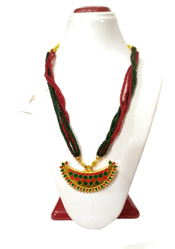 (Pack_Of_2)_Assamese_Traditional_Red_Green_Meenakari_Jewellery_For_Girls_&_Women