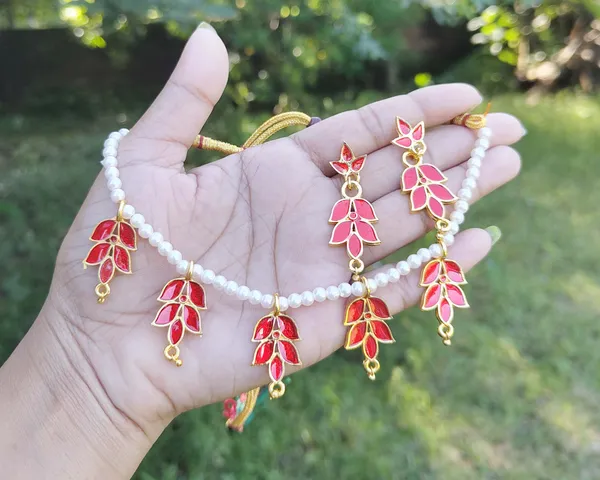 Assamese_Traditional_Gold_Plated_Red_Color_Choker_Golpatta_Necklace_For_Women_And_Girl