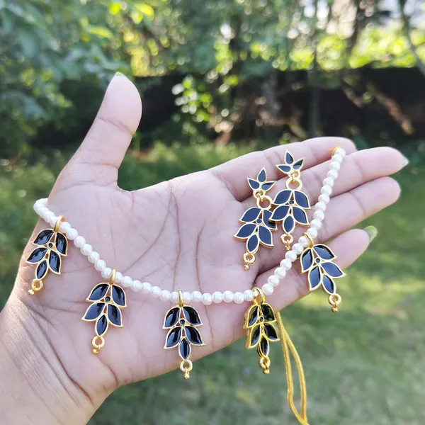 Assamese_Traditional_Gold_Plated_Black_Colour_Golpatta_Choker_Necklace_With_White_Pearl_For_Women_&_Girl